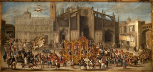 Transport av proklamasjonen av masken. Maleri av Domingo Martinez (1688-1749), olje på lerret av Domingo Martinez