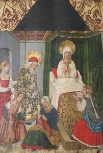 Panel med fødselen til døperen Johannes fra Retable, 1400-tallet.