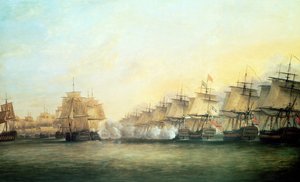 Den fjerde aksjonen utenfor Trincomalee mellom engelskmennene under admiral Sir Edward Hughes (ca. 1720-94) og franskmennene under M. de Suffren, 1782