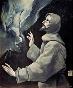 Saint Francis mottar Stigmata, ca 1585-1590. av Dominico El Greco