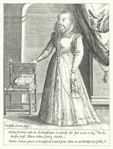 Helena Antonia av Liege, den skjeggete kvinnelige hoffdvergen til Maria av Østerrike, den hellige romerske keiserinne (gravering)