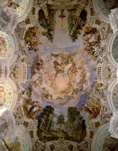Freskomaleri som dekorerer kuppelen til Schussenried-klosteret av arkitekt Domenikus Zimmermann (1685-1766) 1730-1731 Schussenried, Tyskland av Dominikus Zimmermann
