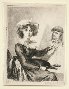 Louise-Elisabeth Vig?e-Lebrun, (Mlle Lebrun) etter, og i revers til, selvportrettet av 1790 i Uffizzi av Dominique Vivant Denon