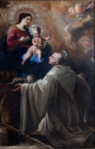 Menighetsmuseum. Maleri. Saint Bernard og Madonna med barn. Olje på lerret. av Don Juan Carreno de Miranda