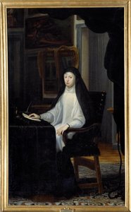 Portrett av dronning Mary Anne av Østerrike i enke (1634 - 1696). Maleri av Juan Carreno De Miranda (1614-1685) Ec. Esp