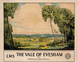 The Vale of Evesham, plakat som annonserer London, Midland og Scottish Railway (farge litho)