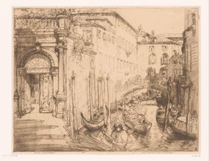 Utsikt i Venezia 1911 (Det hvite palasset) Det hvite palasset av Donald Shaw MacLaughlan (signed by artist)