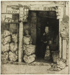 Interiør i en kullbutikk av Donald Shaw MacLaughlan