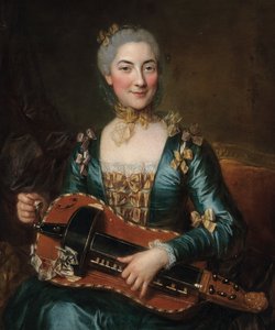 Portrett av en dame som spiller en dreieskiver