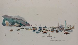 Rapallo, ca. 1979 (akvarell på papir) av Donatella Merlo