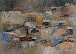 Snøfall, 2001 (pastell på fløyelspapir) av Donatella Merlo