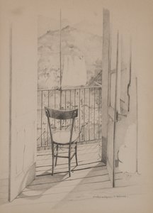 Balkongen, ca. 1975 (tegning på papir)