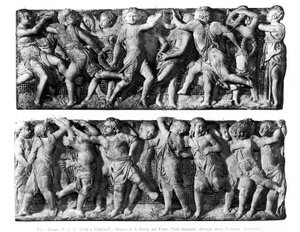 Dancing Putti Panel, fra Cantoria, fra Singing Gallery of the Duomo (marmor) av Donatello