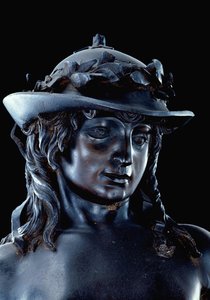 David, detalj av hodet, ca. 1440 (bronse) (se også 11969-70) av Donatello