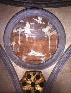 St. John on Patmos, spandrel-medaljong, ca. 1425 (gips) av Donatello