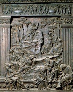 Bønnen på Oljeberget. Lavt relieff av stolen til venstre, ca. 1460 av Donatello