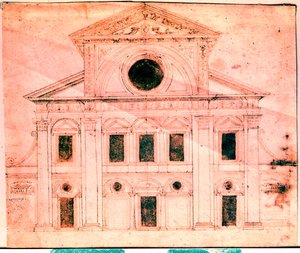Design for fasaden til en kirke