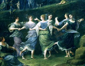 Dansere, detalj fra Dance of Nymphs, 1724-25
