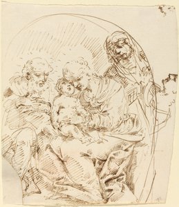 Hellig familie med Saint Anne og kvinnelig hode i profil av Donato Creti