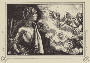 Hvordan Sir Launcelot så den hellige gral av Dora Curtis