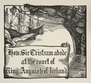 Hvordan Tristram holdt til ved hoffet til King Anguish of Ireland, illustrasjon fra 
