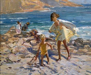 Ved havet (olje på brett) av Dorothea Sharp