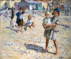 På stranden (olje på lerret) av Dorothea Sharp