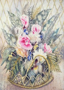 Godetias (olje på lerret) av Dorothy M. Larcher