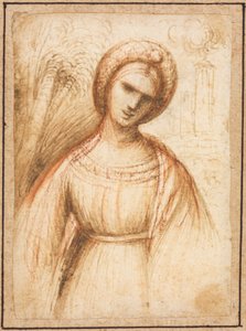 Lady in a Landscape recto, Bust-Length Profile of an Old Woman verso, ca. 1521. av Dosso Dossi