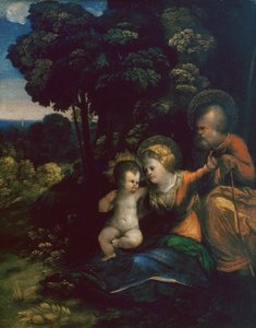Hvil på flyturen til Egypt, av Dosso Dossi, i Uffizi-galleriet i Firenze av Dosso Dossi
