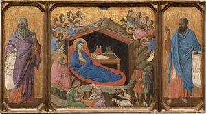 Fødselen med profetene Jesaja og Esekiel av Duccio di Buoninsegna