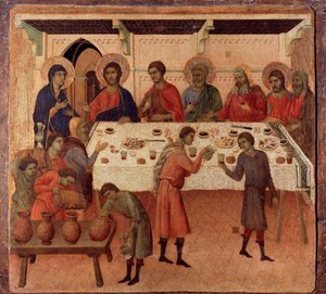 Bryllupet på Cana. Baksiden av altertavlen (tempera og gull på tre av Duccio di Buoninsegna