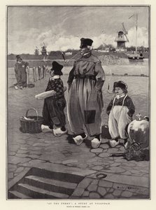 På Fergen, en studie ved Volendam av Dudley Hardy