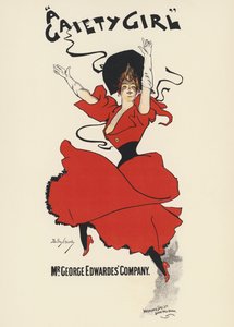 Plakat for "A Gaiety Girl" (litho i farge) av Dudley Hardy