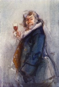 The Toper, tidsskisse, London Sketch Club (farge litho) av Dudley Hardy