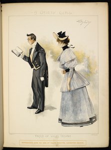 To karakterer. En mann som leser en bok og en dame. av Dudley Hardy