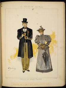 To av karakterene. En gentleman og dame, muligens Lady Grey. av Dudley Hardy