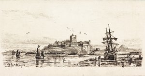 Dutch Schooner strandet i Bamburgh (blekk på kort) av Duncan F. McLea