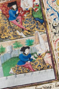 Side fra "La Belle Dame Sans Merci" av Alain Chartier, Paris, tidlig på 1400-tallet