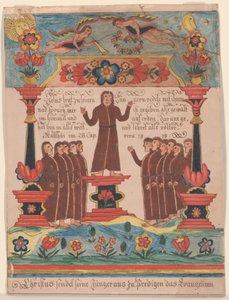 Jesus gikk til sine disipler, ca. 1810-20 (penn og blekk og wc på papir) av Durs Sr. and Rudy, Durs Jr. Rudy