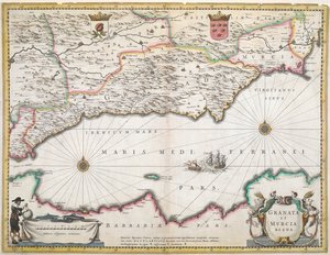 Et kart fra 1600-tallet over regionene Granada og Murcia, i Spania av Dutch School