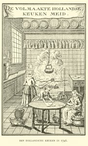 Et nederlandsk kjøkken i 1746 av Dutch School