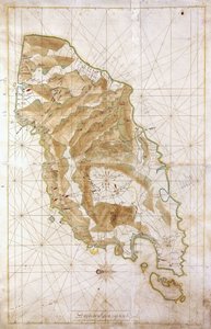 Kart over øya Timor, ca. 1760 av Dutch School