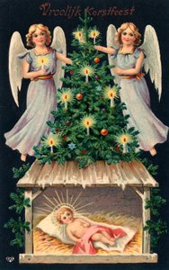 Nederlandsk julekort (fargelitografi) av Dutch School