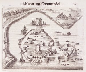 Nederlandsk fort på kysten av Malabar, Øst-India av Dutch School