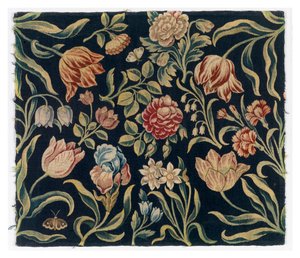 Foldeskjerm med blomsterteppepaneler, laget muligens i Holland av Dutch School