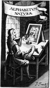 Frontispice av Alphabetum Natura (Naturens alfabet) av F.M. van Helmont, 1667 av Dutch School