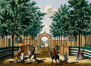 Hagene til lystpalasset til Francois van Haringkaspel, fra Het Zeganpralent Kennemerlant av Hendrick de Leth og Matthias Brouerius Van Nidek, utgitt ca. 1700-1730 av Dutch School
