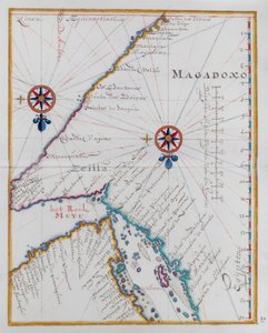 Kart over Magadoxo, Zanzibar. av Dutch School