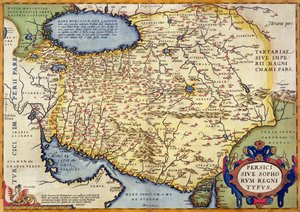Kart over Persia, fra Theatrum Orbis Terrarum, pub. av Abraham Ortelius (1527-98) Antwerpen, ca. 1590